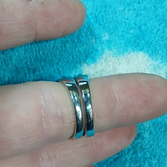 Silvertone engagement wedding set cubic zirconia size 7 - Picture 4 of 5